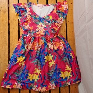 Tommy Bahama Girls Multicolored Floral Ruffle Sleeve Tropical Sundress Size 3T